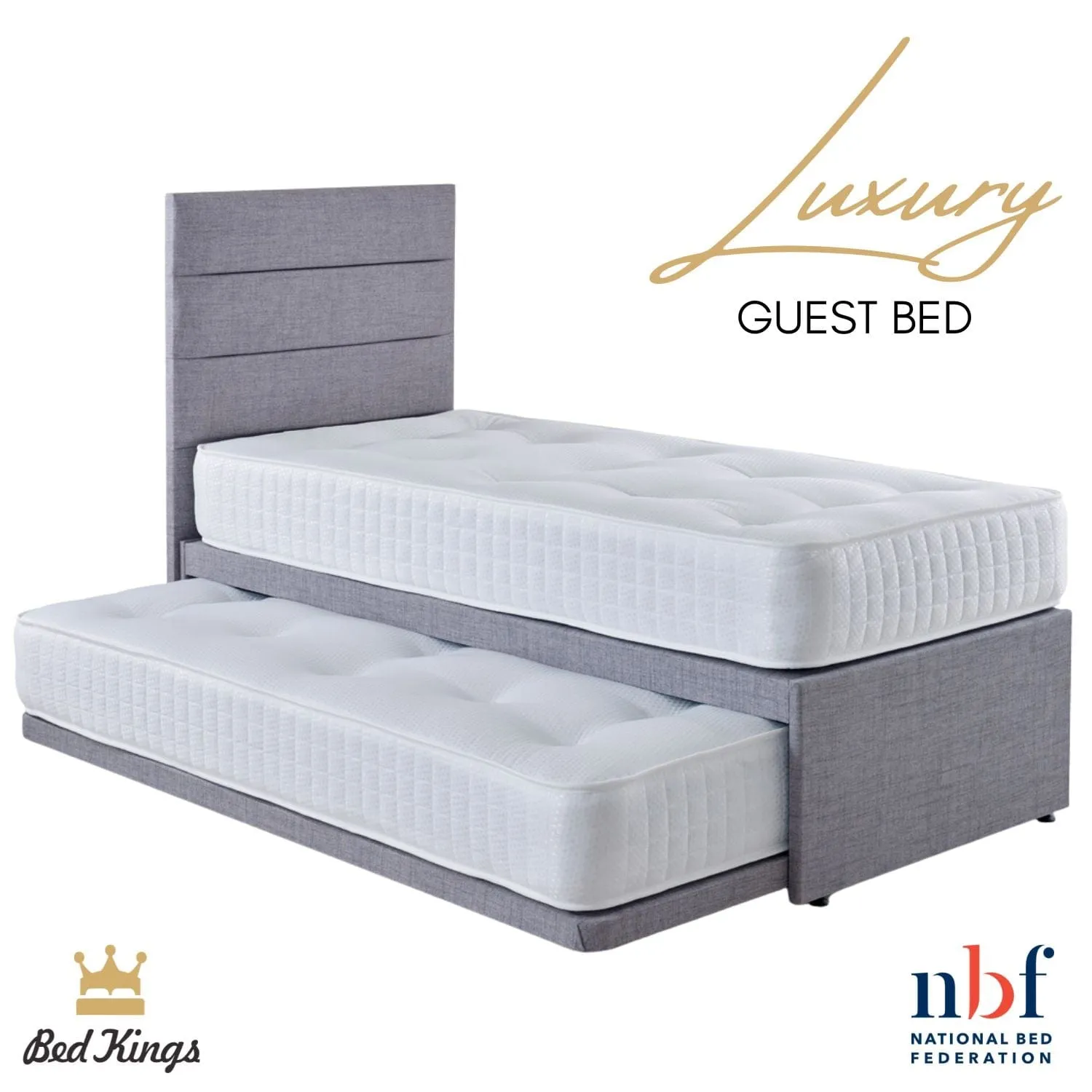 Luxury Guest Bed & Trundle With 2 Mattresses