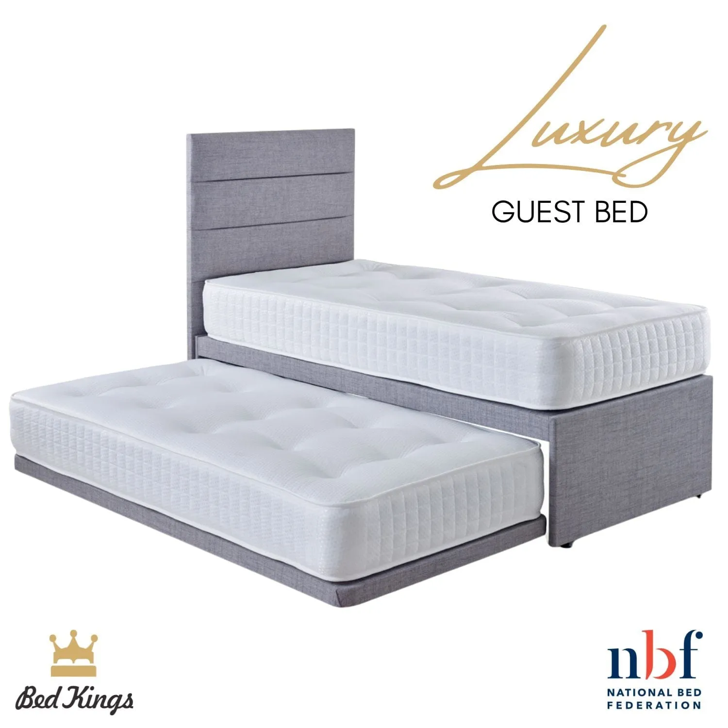 Luxury Guest Bed & Trundle With 2 Mattresses