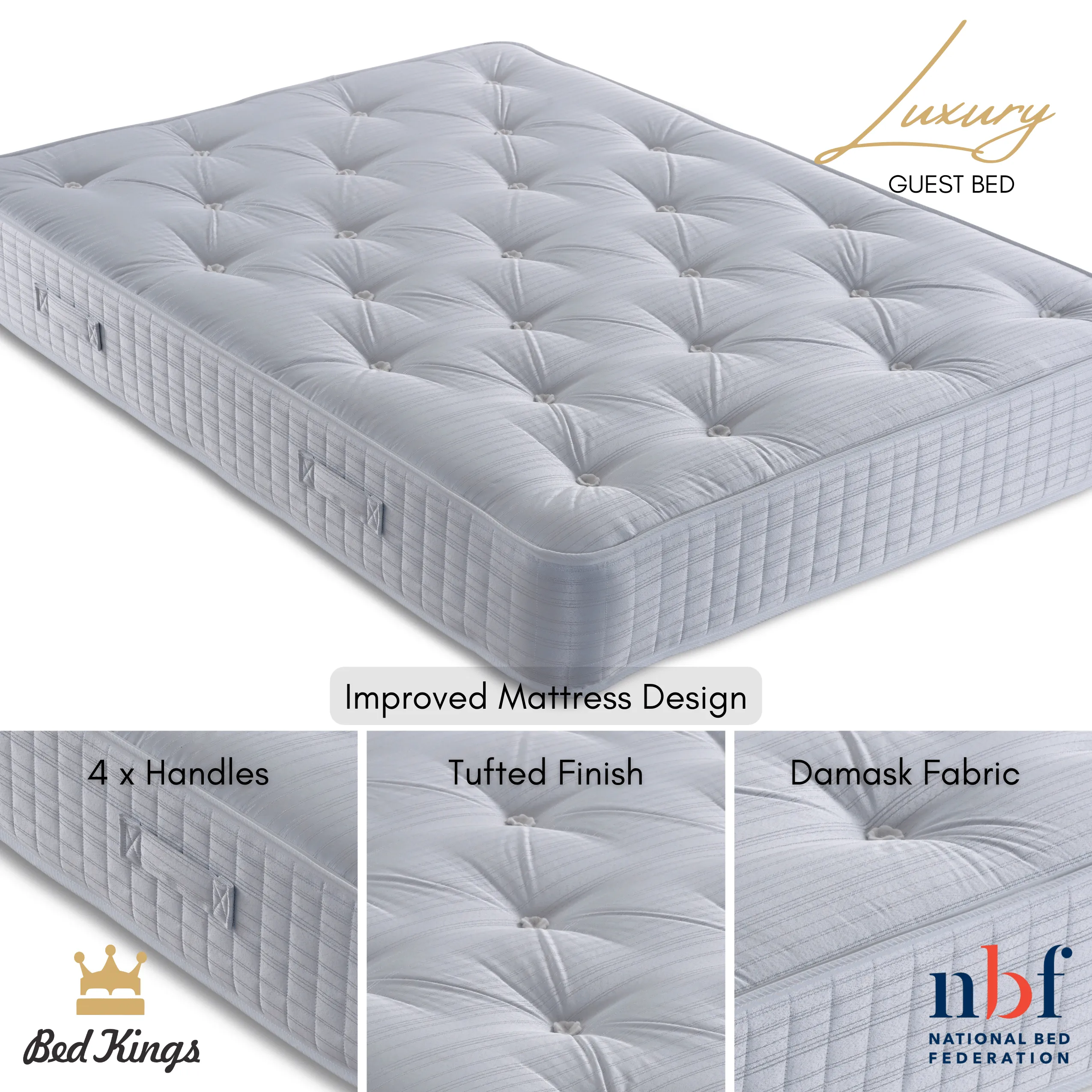 Luxury Guest Bed & Trundle With 2 Mattresses