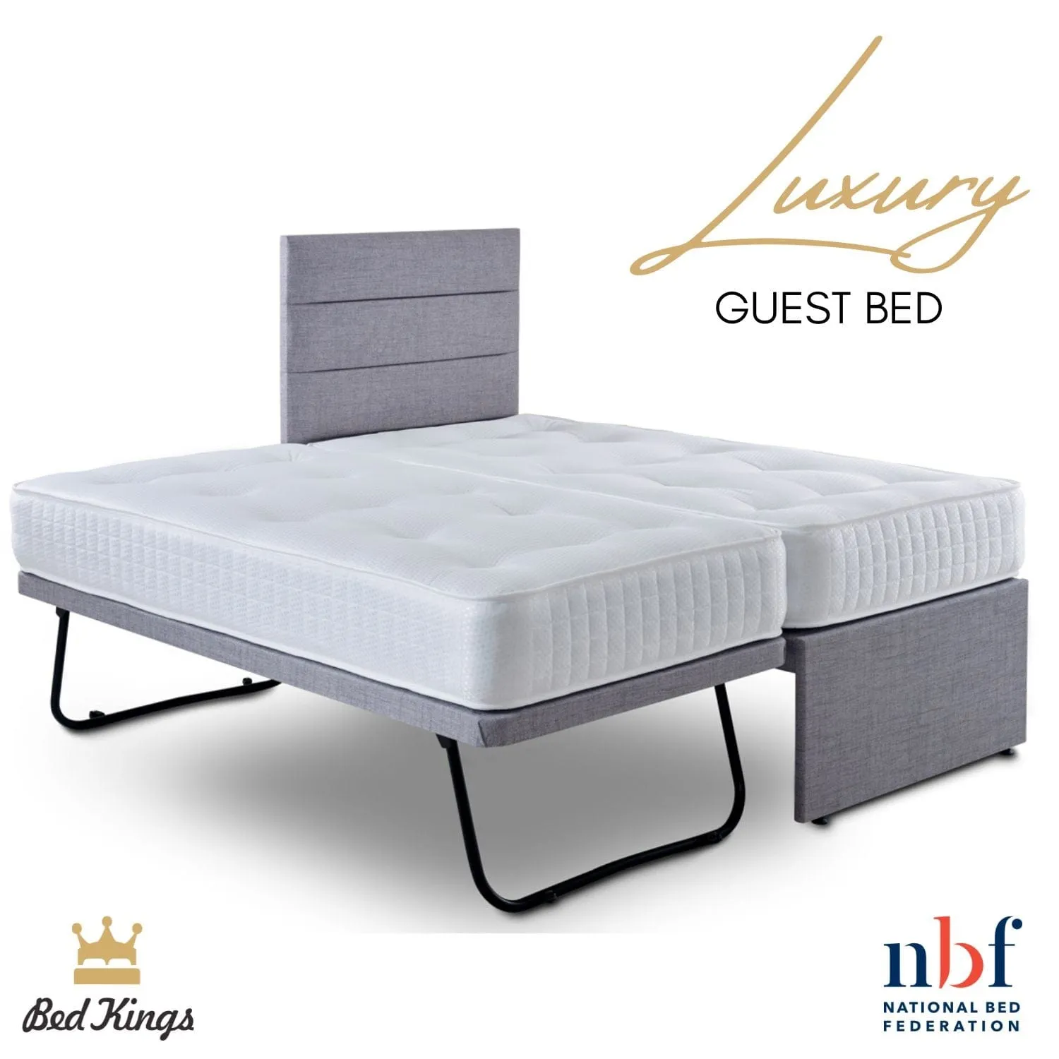 Luxury Guest Bed & Trundle With 2 Mattresses