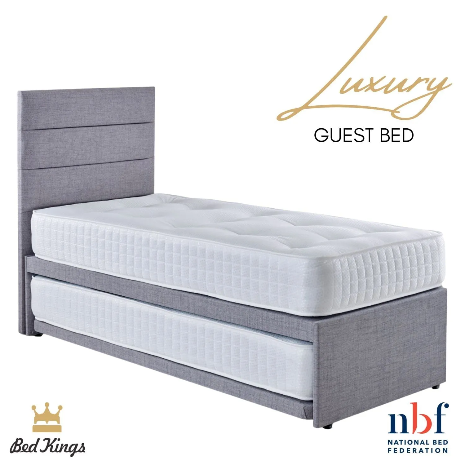 Luxury Guest Bed & Trundle With 2 Mattresses