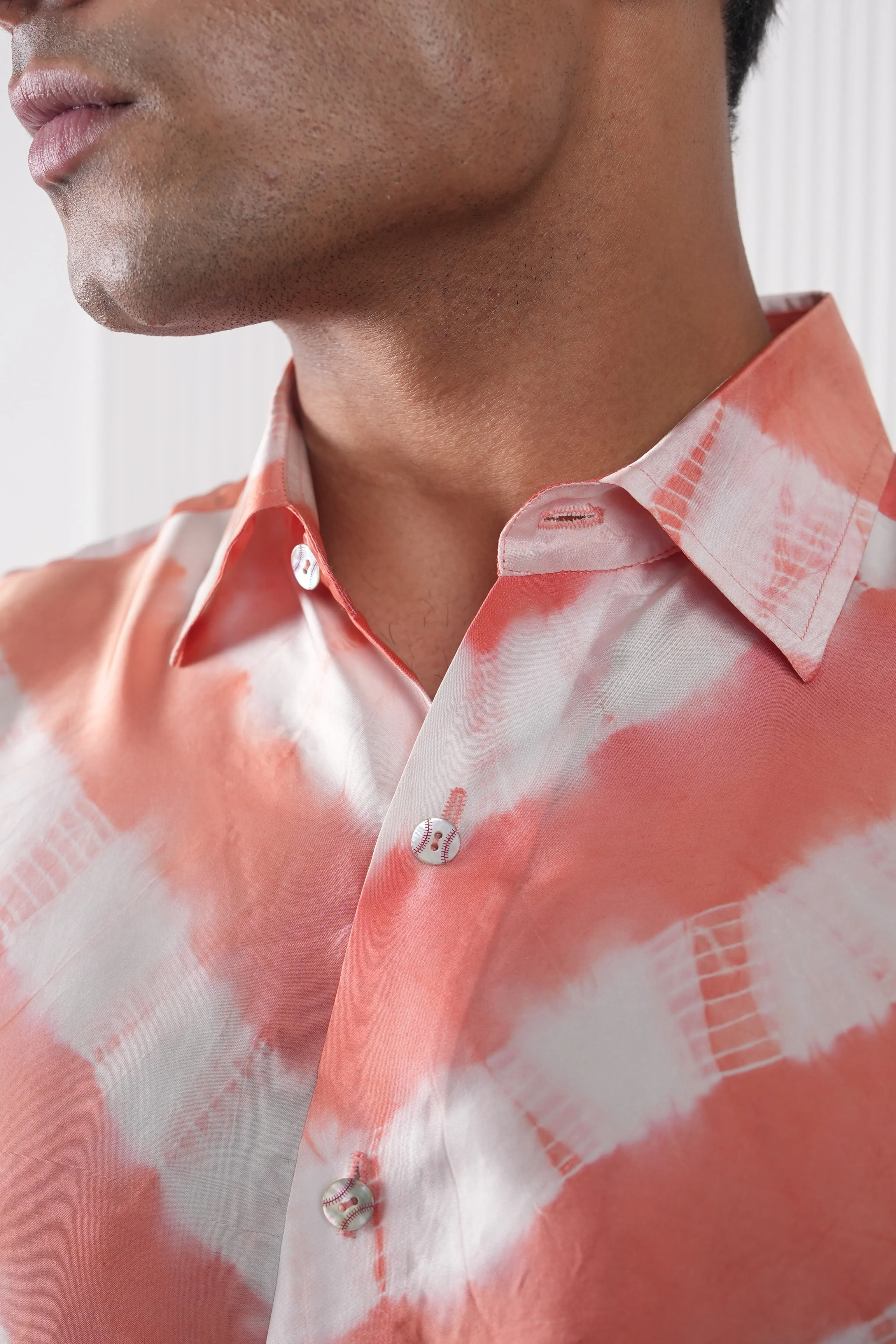 Peach White Tie & Dye Shirt