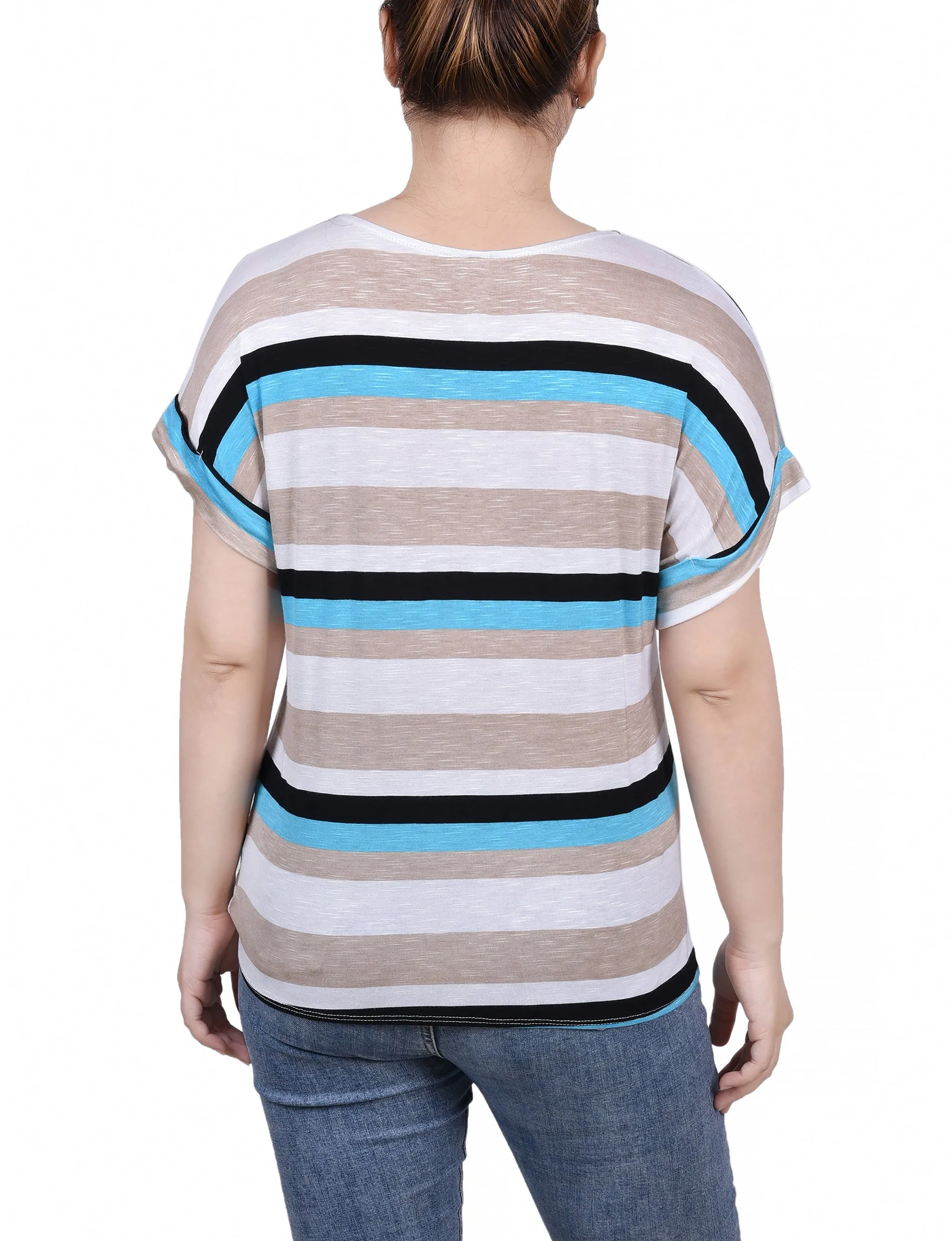 Petite Short Sleeve Tie Front Top