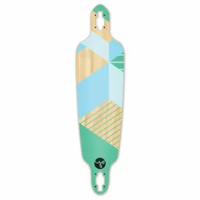 Punked Drop Through Longboard Deck -  Geometric Series - Green