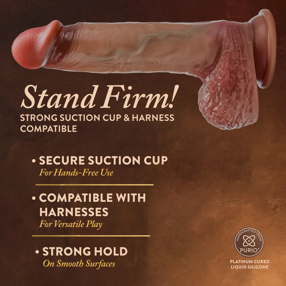 Renaissance By Blush® | Raphael 9.5 Inch Realistic Dildo With Sliding Foreskin & Squeezable Balls - Dual Density - Liquid Silicone - Tan