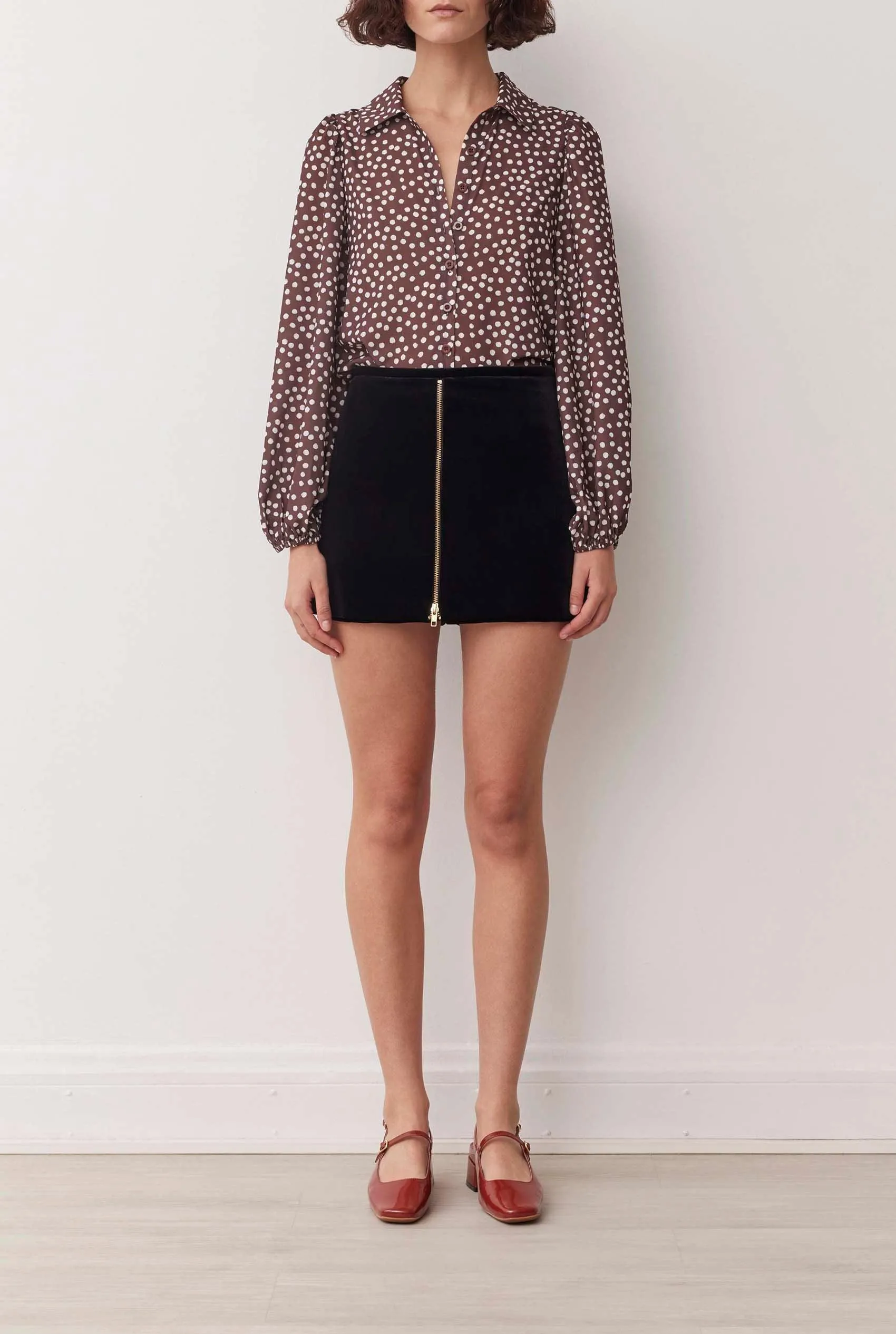 SARA SHIRT IN TRUFFLE SPOT