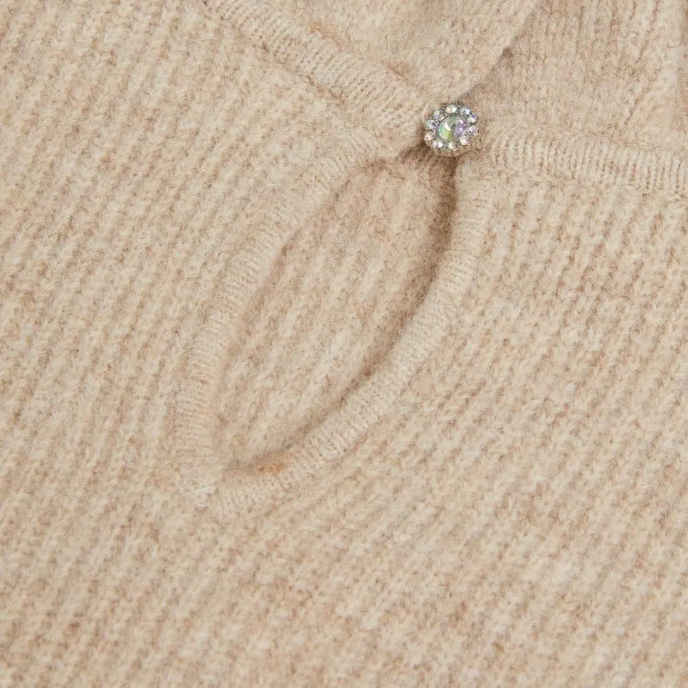 Ted Baker Pipalee Frill Detail Jumper in Camel