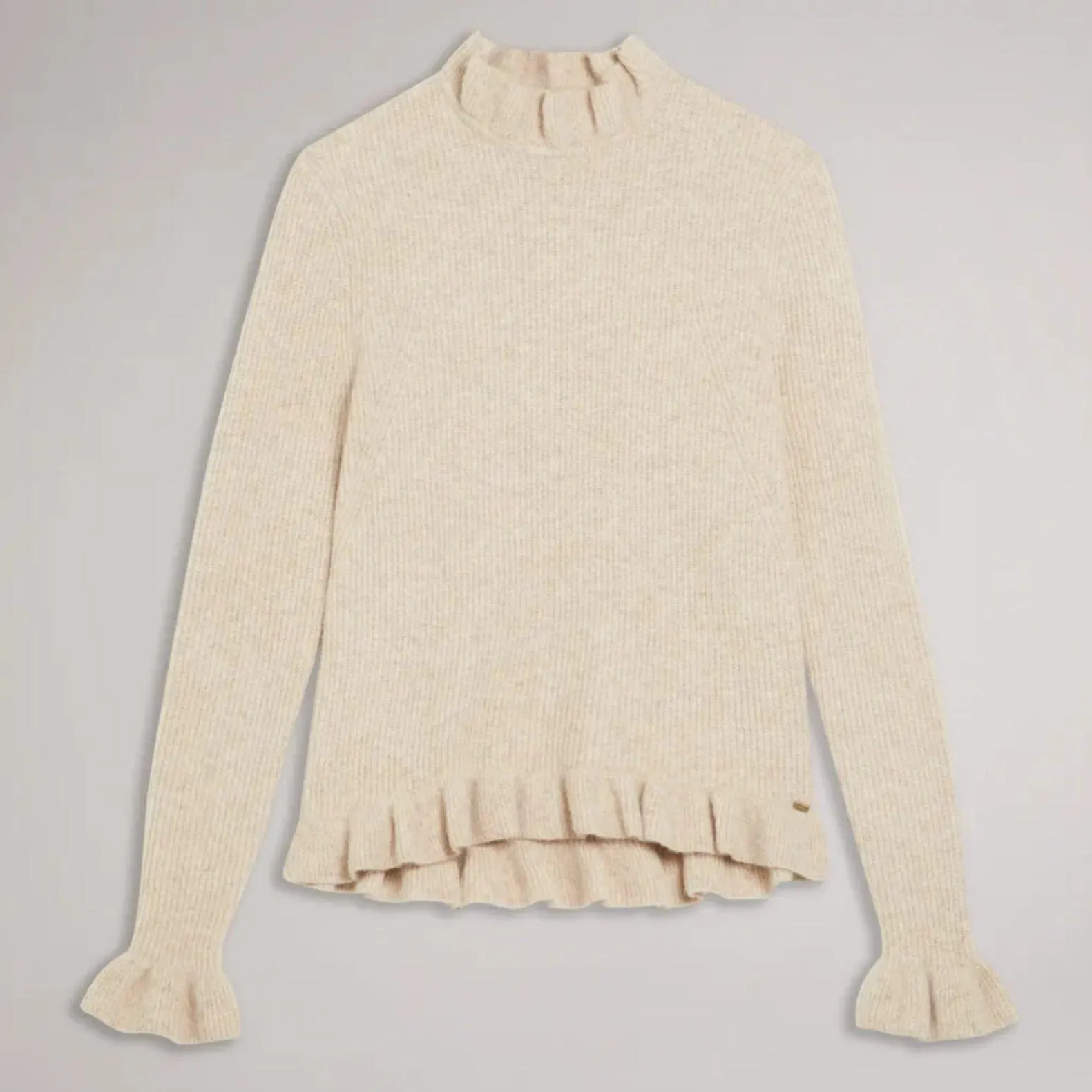 Ted Baker Pipalee Frill Detail Jumper in Camel