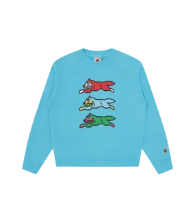 TRIPLE RUNNING DOG CREWNECK - BLUE