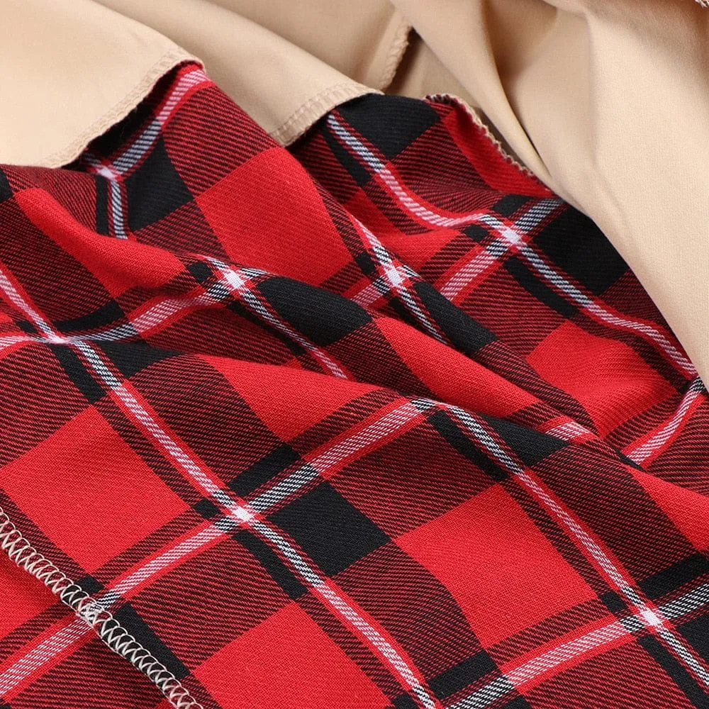 Windbreaker Plaid Open Stitch Coat
