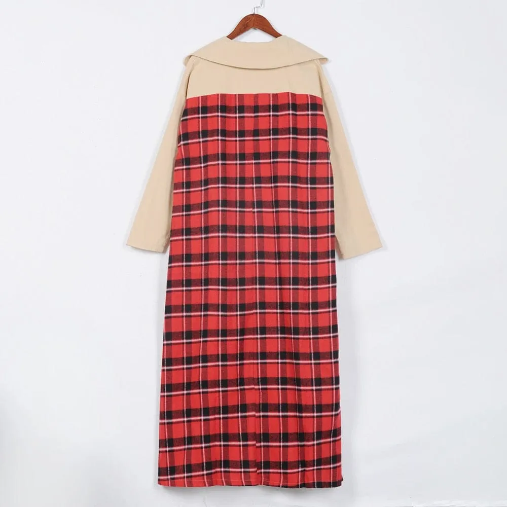 Windbreaker Plaid Open Stitch Coat
