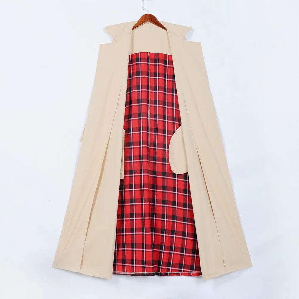 Windbreaker Plaid Open Stitch Coat
